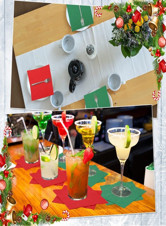 Teling 50 Pcs Christmas Paper Napkins Disposable Red Green Napkins for Christmas Holidays Wedding Home Luncheon Reception Tea Party Dining Supplies Xmas Party Decorations (Red,Green) - Image 5